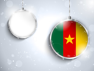 Image showing Merry Christmas Silver Ball with Flag Cameroon