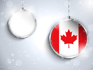 Image showing Merry Christmas Silver Ball with Flag Canada