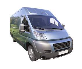 Image showing Blue commercial delivery van isolated