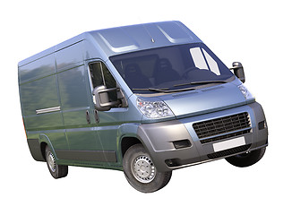 Image showing Blue commercial delivery van isolated