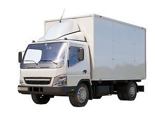 Image showing White commercial delivery truck