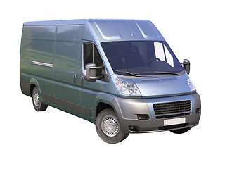 Image showing Blue commercial delivery van isolated