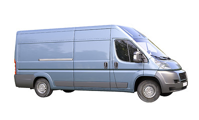 Image showing Blue commercial delivery van isolated