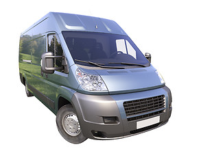 Image showing Blue commercial delivery van isolated