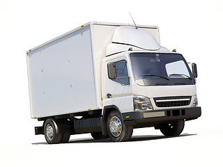 Image showing White commercial delivery truck