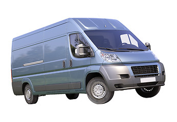 Image showing Blue commercial delivery van isolated