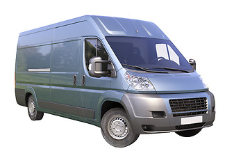 Image showing Blue commercial delivery van isolated