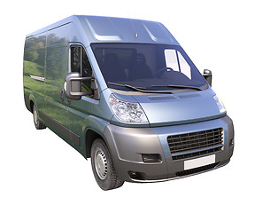 Image showing Blue commercial delivery van isolated