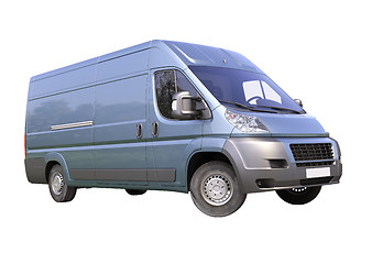 Image showing Blue commercial delivery van isolated