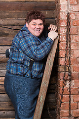 Image showing Happy overweight young man