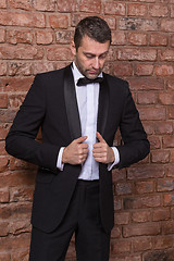 Image showing Elegant macho man in a bow tie