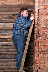 Image showing Happy overweight young man