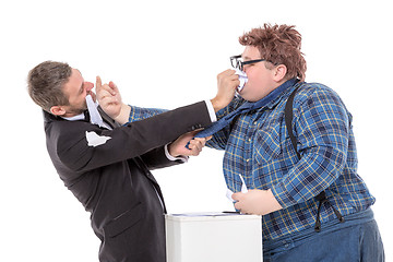 Image showing Two men resorting to fisticuffs