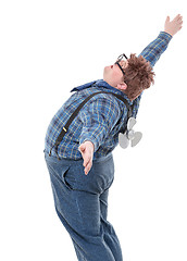 Image showing Overweight obese young man