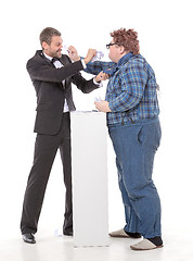 Image showing Two men resorting to fisticuffs