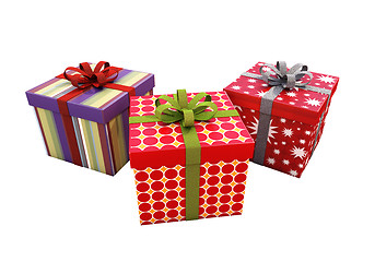 Image showing Gifts with ribbons isolated