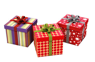 Image showing Gifts with ribbons isolated