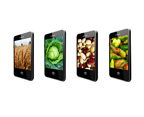 Image showing mobile phones with images of different vegetables