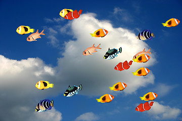 Image showing Fishes against blue sky. From The Nature background series