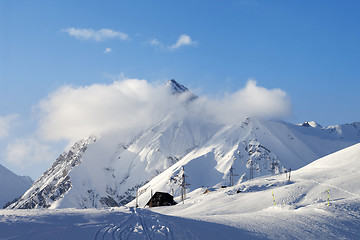 Image showing Snow skiing piste