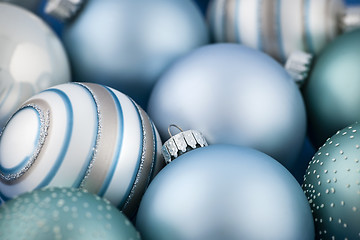 Image showing Blue Christmas ornaments