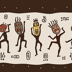 Image showing Dancing figures wearing African masks.