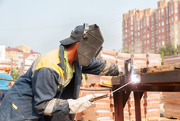 Image showing industrial worker welder during working process