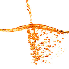 Image showing orange water splash isolated on white