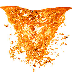 Image showing orange water splash isolated on white