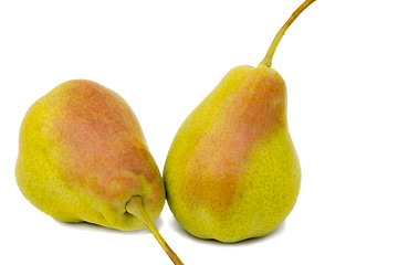 Image showing Two large pears on a white background