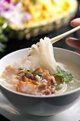 Image showing Thai Noodle Soup with Crispy Pork