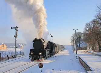 Image showing Old retro steam train