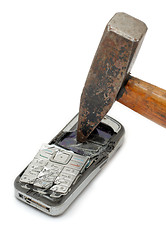 Image showing Smashed mobile phone