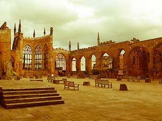 Image showing Retro looking Coventry Cathedral ruins