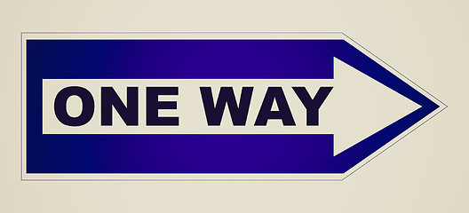 Image showing Vintage look One way sign