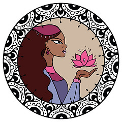 Image showing Indian woman with lotus.