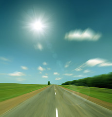 Image showing high speed road to sun - vintage retro style