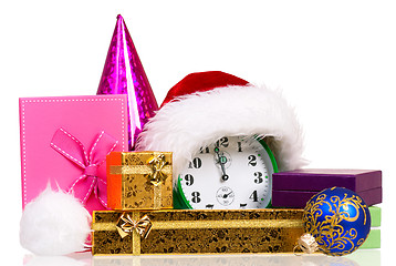 Image showing Alarm clock with santa hat