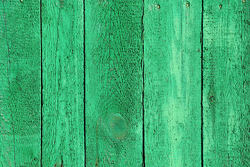 Image showing Texture of wooden green fence