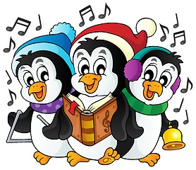 Image showing Christmas penguins theme image 1