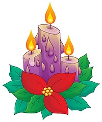 Image showing Christmas candle with flower