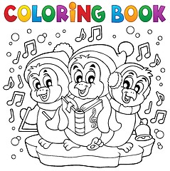 Image showing Coloring book cute penguins 4