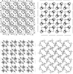 Image showing Set of monochrome geometric seamless patterns