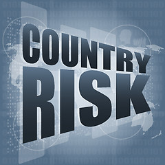 Image showing country risk words on digital screen with world map