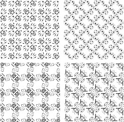 Image showing Set of monochrome geometric seamless patterns, backgrounds collection