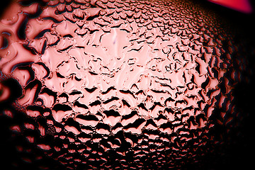 Image showing Green drops of water - light from backside. Macro