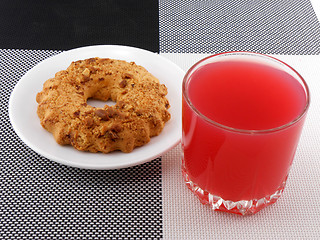 Image showing sweet cake with fresh cherry juice