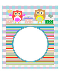 Image showing birthday party elements with cute owls and birds