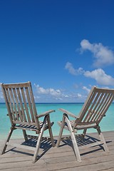 Image showing tropical beach chairs