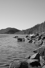 Image showing Rocks and water in B/W